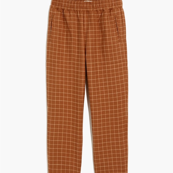 $82 Madewell Waffled Pull-On Check Pant in Brown - Picture 4 of 6